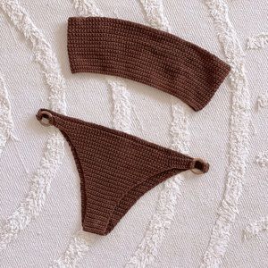 Ingrid Crochet Chocolate Brown Brazilian Bikini, Hand Crocheted, XS